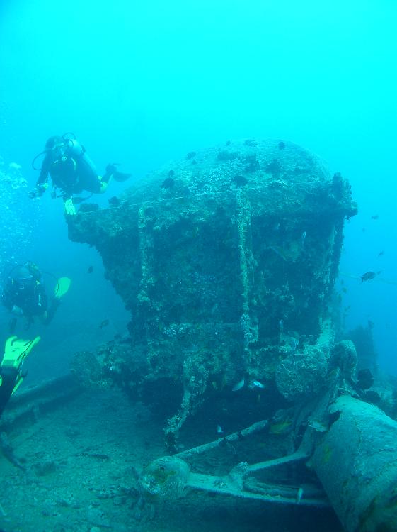 Een van de treinstellen op de Thistlegorm