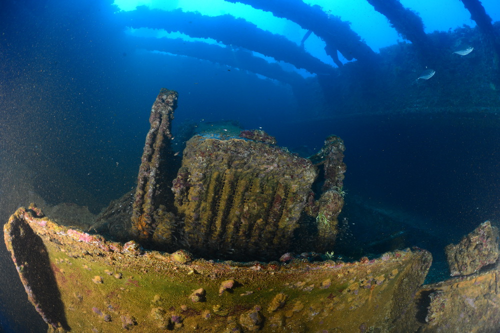 Bulldozer in het ruim van de Hoki Maru