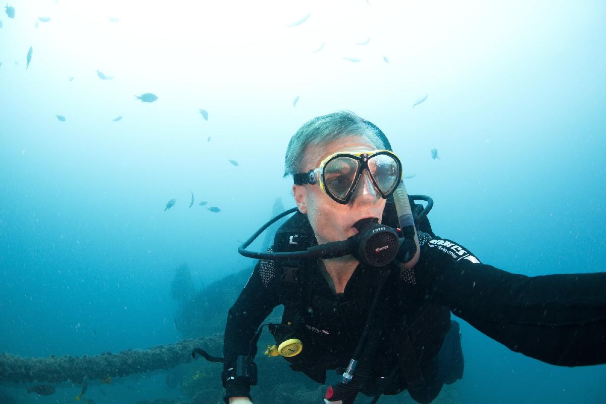 selfie van jaap onder water